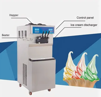 China fabrieks prijs ijsmachines 3 smaken softijsmachine met yoghurt melk chocolade te koop