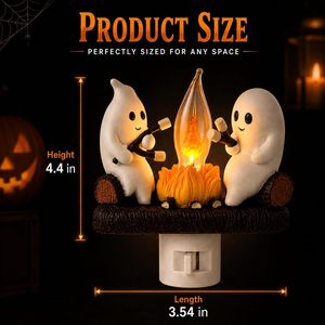 Meilleure vente : Veilleuse LED à brancher Effet Flamme Vacillante, Décoration d'Halloween 3D, Fantôme Guimauve Mignon et Effrayant - Product Image 5