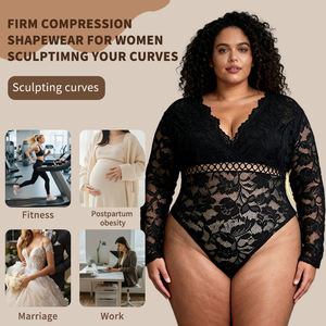 Wholesale Women's Plus Size Lace <b>Shapewear</b> Waist Cinching <b>Bodysuit</b> Tops with Quick Dry & Light Control for Daily Use - Product Image 3