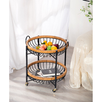 Table d'appoint avec chariot de rangement de classe Table de service de salon vintage de luxe Table basse à 2 niveaux avec roue