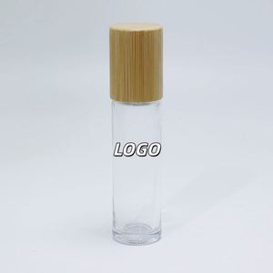 Frosted Glass Essence Oil <b>Bottle</b> <b>5ml</b> 10ml Round Bamboo Cap Roll-on Seal for Cream Water <b>Perfume</b> Serum Skin Care - Product Image 1