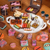 Robotime Rolife Jouets assemblés à la main DG174 Henry's Chocolate Puzzles en bois 3D DIY Kit de maison miniature