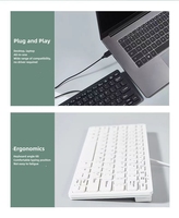 Keyboard USB Desktop Laptop Berkabel Mini Tanpa Suara Dapat Disesuaikan LOGO
