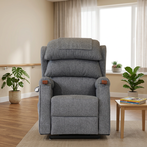 Fauteuil inclinable zéro gravité en tissu gris moderne, adapté aux zones de détente et aux salons - Product Image 1