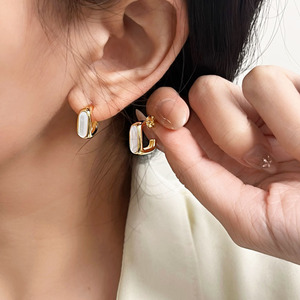 Kaiming 925 Sterling <b>Silver</b> C-Shaped <b>Stud</b> Earrings Geometric Design Everyday Wear - Product Image 1