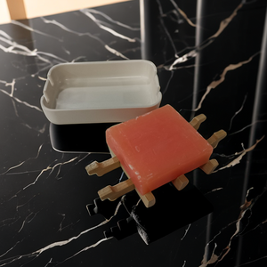 Jabonera Moderna Ecológica de Plástico Blanco y Negro con Logotipo Personalizado, Escurridor de Ducha de Fibra de Bambú para Baño - Product Image 5