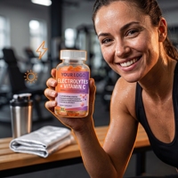 Complément Alimentaire Électrolytique au Sodium en Gommes Pro, avec Mélange de Vitamines pour l'Hydratation, 60 Gommes, 180g, OEM ODM Marque Privée