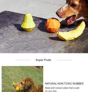 Dispensador Interactivo de Premios para Mascotas Pawise, Juguete Masticable para Perros, Dispensador de Premios Ocultos con Forma de Naranja, Pera y Plátano, Juguetes para Perros para la Limpieza de Dientes - Product Image 3