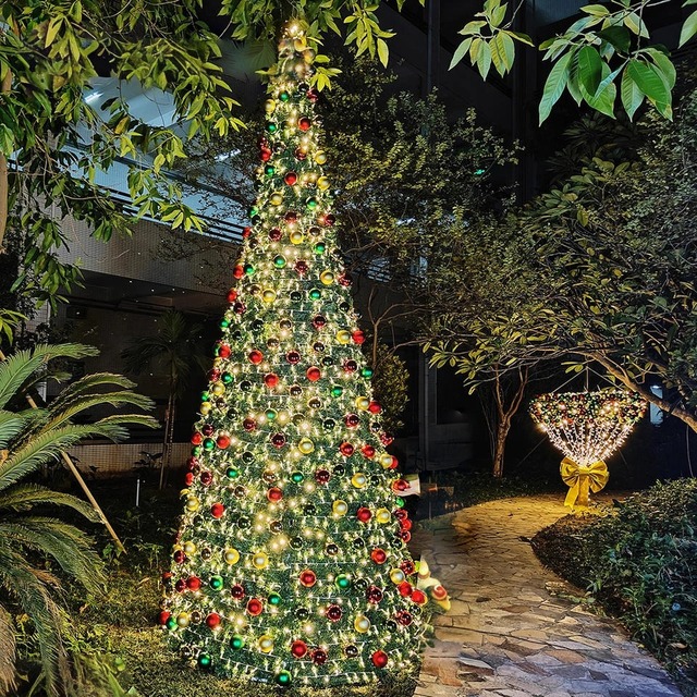 Customized Outdoor Cedar 3D LED Ball Christmas Tree Lights Operated Foldable Lightweight Outdoor Giant Christmas Tree