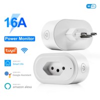 Fonction de minuterie de moniteur d'alimentation App Télécommande Fonctionne avec Alexa Google Home avec Brésil 16A Wifi Prise intelligente Prise intelligente
