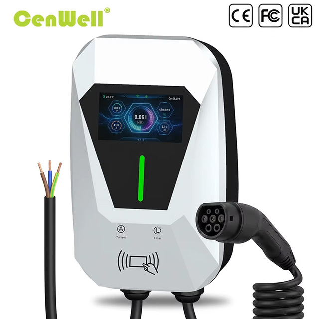 Wallbox one phase three phase EV Charger 7kW 11kW 22kW Wall Mounted AC Home Charging Station RFID APP Smart Control