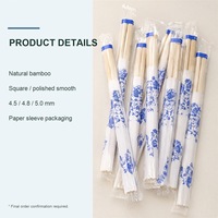 Palillos Redondos Desechables de Bambú Natural con Fundas de Papel Impresas o OPP, Vajilla para Comida para Llevar de Restaurantes, Venta al Por Mayor