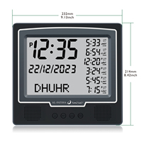 AL FATIHA Nouveauté Horloge de table LCD AZAN FAJ-116 Affichage complet des heures d'Adhan Horloge numérique musulmane carrée Calendrier Hijri
