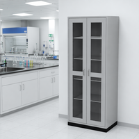 Armoire de rangement de laboratoire de qualité commerciale avec portes vitrées, 4 étagères, 5 niveaux, pour projet de laboratoire scientifique universitaire ou scolaire