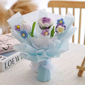 Cadeaux chauds tendance de la Saint-Valentin <span class=keywords><strong>Bouquet</strong></span> de marguerites de tournesol tricoté grande fleur avec tige et feuilles <span class=keywords><strong>Bouquet</strong></span> de fleurs au Crochet - Product Image 5