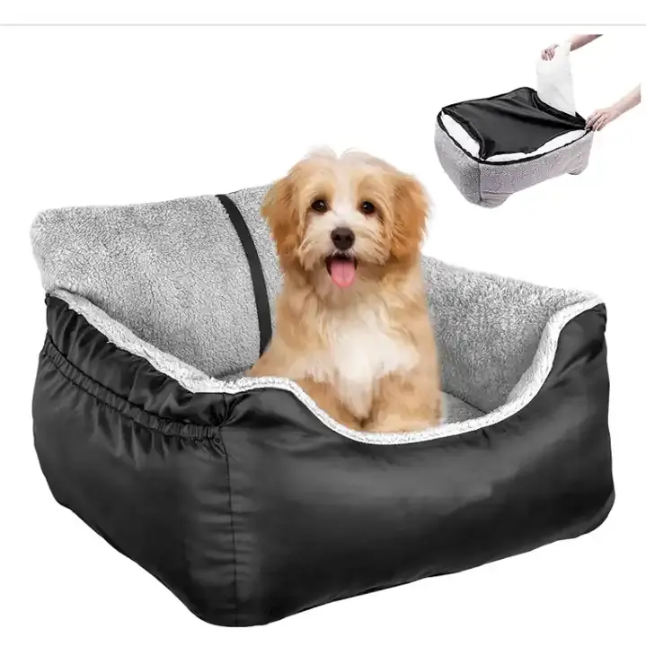 取り外し可能な犬の安全な旅行キャリアベッド洗えるカーシートソフトドッグブースターシート小型犬用ポータブルカーペット