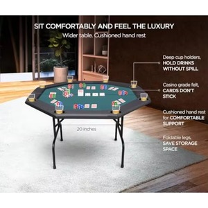 High Quality Cheap Poker <b>Table</b> Octagonal Customized New Style Lattice Strong Folding <b>Leg</b> Gambling Poker <b>Table</b> for Casino - Product Image 2