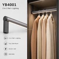 Tringle de placard LED intelligente avec éclairage intégré, rail de suspension en aluminium pour éclairage de garde-robe de luxe YB4001-22