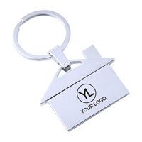 Llavero Personalizado con Logotipo, en Forma de Casa, de Aleación de Zinc Plateada y Duradera, con Grabado Láser para Profesionales Inmobiliarios