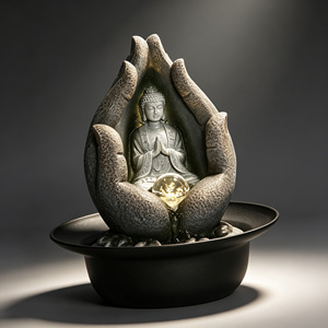 Zen Buddha Tabletop Water Fountain with LED <strong>Light</strong> Relaxing Indoor Water <strong>Feature</strong> - Product Image 2