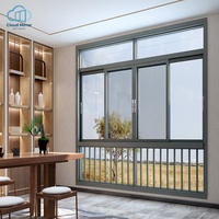 Fenêtre coulissante horizontale en aluminium à rupture de pont thermique, vue panoramique, pour projets de bâtiments résidentiels de luxe