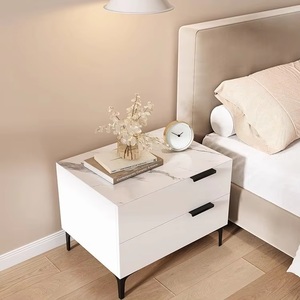 Mesita de Noche Moderna y Sencilla de Madera Blanca Multifuncional con Armario y Pequeño Estante de Almacenamiento para Dormitorio, Nuevo Estilo de Celebridad de Internet - Product Image 4