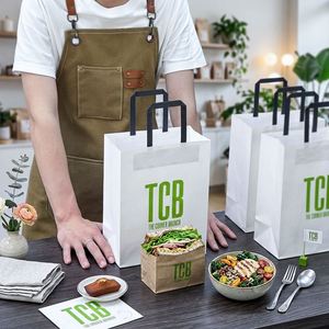 ถุงกระดาษคราฟท์สำหรับร้านอาหาร ใส่อาหารเบาๆ อาหารเช้า อาหารกลางวัน สำหรับใส่สลัด พิมพ์โลโก้ได้ เป็นมิตรกับสิ่งแวดล้อม รีไซเคิลได้ - Product Image 1