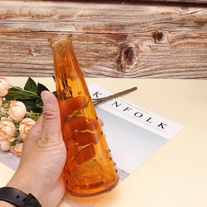 Botella de vidrio en aerosol de color naranja personalizada para exprimidor Mini jarrón de vidrio botella de embalaje de vidrio con forma de cono 250ml 8oz venta a granel - Product Image 6