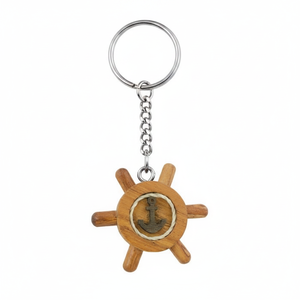 Portachiavi in Legno Nautico con Mini Timone e Design con Ancora per Appassionati di Nautica - Product Image 2