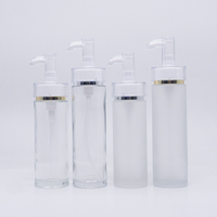 100ml 120ml 150ml bouteille en verre transparent givré cosmétique bouteilles de pompe à Lotion avec couvercles de pompe en acrylique or argent