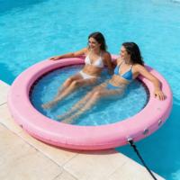 Plateforme de bain solaire ronde bleue personnalisée en usine, hamac aquatique gonflable en PVC haute résistance pour l'extérieur