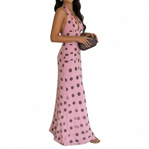 Abito Lungo da Donna a Pois con Collo Halter e Schiena Scoperta, Senza Maniche, <span class=keywords><strong>per</strong></span> Serate Eleganti, Cocktail e <span class=keywords><strong>Abbigliamento</strong></span> Estivo - Pronta Consegna - Product Image 4