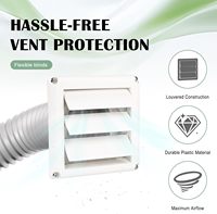 Grille de ventilation carrée en plastique pour sèche-linge, diamètre 4 pouces, montage mural, protection UV, installation facile, blanc (4 vis)