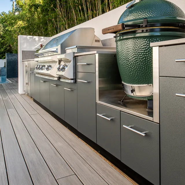 Armoire de cuisine étanche en acier inoxydable pour cuisine extérieure avec barbecue