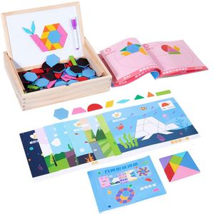 Rompecabezas de Tangram de Madera, Bloques Geométricos, Juego Educativo para el Desarrollo de la Inteligencia, Rompecabezas Magnético para Niños - Product Image 5