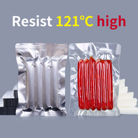 Pochette sous vide de qualité alimentaire sur mesure 121 ° Sac en aluminium transparent résistant aux hautes températures pour viande et saucisses