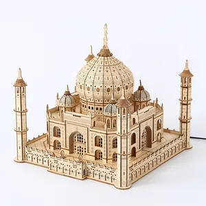 Puzzle 3d fatto a mano fai da te in legno modello Taj Mahal fai da te in primo piano modello di Micro casa