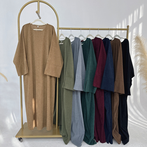 Nuovo Arrivo: Abaya Invernale in Velluto a Coste per Donne Musulmane, Stile Dubai e Turchia, Vestito Lungo Casual per l'Inverno - Product Image 6