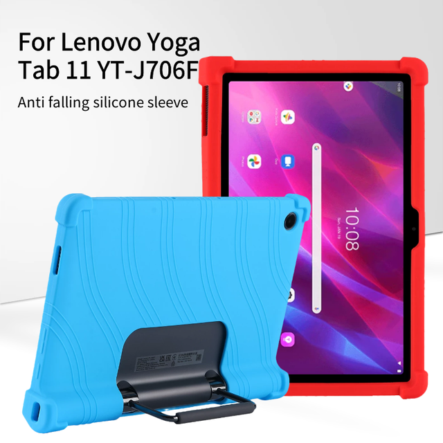 Silicone Cover Case With Kickstand for Lenovo Yoga Tab 11 2021 YT-J706F YT-J706X 11 Inch Tablet PC Shockproof Protective Funda