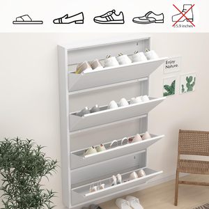 <span class=keywords><strong>Meuble</strong></span> <span class=keywords><strong>à</strong></span> chaussures en métal avec 4 tiroirs rabattables, <span class=keywords><strong>design</strong></span> mural dissimulé <span class=keywords><strong>pour</strong></span> <span class=keywords><strong>entrée</strong></span>, rangement de chaussures étroit et fin, mobilier de maison (Blanc) - Product Image 5
