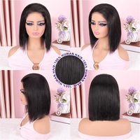 Perruque Bob Lisse Transparente HD 5x5 en Dentelle, Cheveux Humains Vietnamiens Vierges, Sans Colle, Pré-Pluckée, Ligne de Cheveux Naturelle, Haute Qualité, Noire