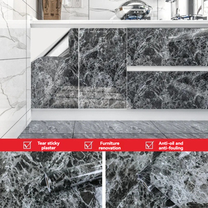 Papier peint auto-adhésif en marbre de largeur Vinyle imperméable pour la <span class=keywords><strong>cuisine</strong></span> Film décoratif Décoration intérieure Film protecteur en grain de marbre - Product Image 3