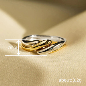 Nuevo Anillo de Dedo Elegante de Dos Tonos, Joyería Creativa para Mujer con Baño Electrolítico - Product Image 3