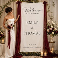 Letrero de Bienvenida de Lino Personalizado para Boda, Pancarta de Tela con Nombres y Fecha, Póster Colgante para Decoración de Ceremonia y Recepción