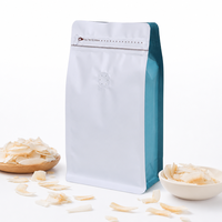 Sachet à fond plat refermable à huit soudures latérales pour fruits de mer séchés et aliments pour animaux de compagnie, avec valve et fermeture éclair, emballage stand-up