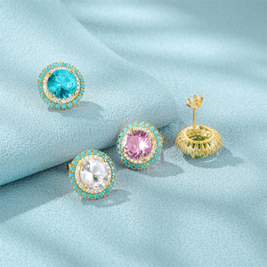 Aretes de Plata de Ley S925 con Circonita Redonda de Colores y Temperatura Variable, de CANNER Luxury Ins, Circonita 5A - Product Image 2