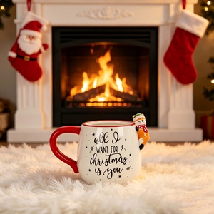 Mug en céramique avec inscription « Hello Winter » et motif écharpe rouge, cadeau de Noël pour boire <span class=keywords><strong>du</strong></span> <span class=keywords><strong>café</strong></span> ou <span class=keywords><strong>du</strong></span> thé, décoration d'intérieur - Product Image 2
