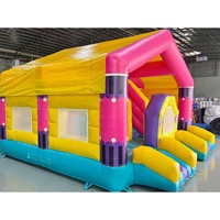 Château gonflable en PVC personnalisé en forme de cocotier et toboggan trampoline 4x5M Thème Bluey Marque QY Modèle QY001