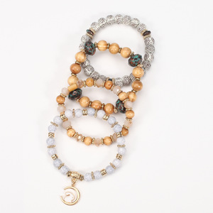 Fashion Jewelry <b>Beaded</b> <b>Bracelets</b> Wood Rabbit Charm Elastic Multi Layer Women's Bohemia Style Gift Made In China - Product Image 2