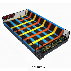 Parc de trampolines pour enfants et familles, standard avec panier de basket + mur adhésif + fosse à <span class=keywords><strong>mousse</strong></span>, <span class=keywords><strong>protection</strong></span> de sécurité, taille personnalisable - Product Image 2
